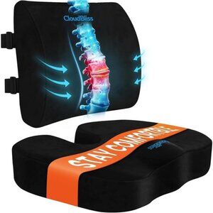 Memory Foam Seat Cushion Lumbar Support Pillow Office Chair Car Back Pain Relief